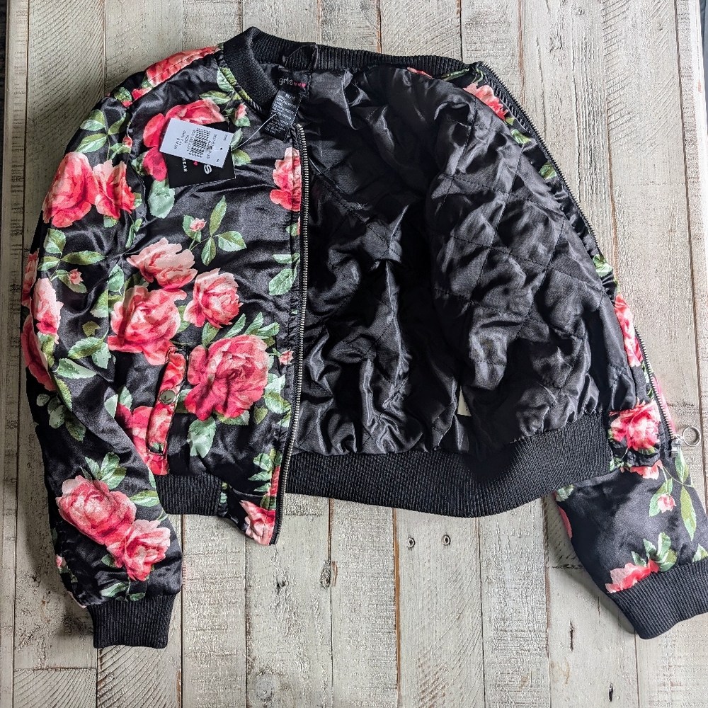Girls Love Floral Bomber Jacket Size 14/16 NWT - Picture 3 of 4